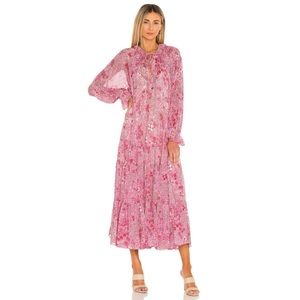 Free People Feeling Groovy Pink Floral Maxi Dress Size Large
